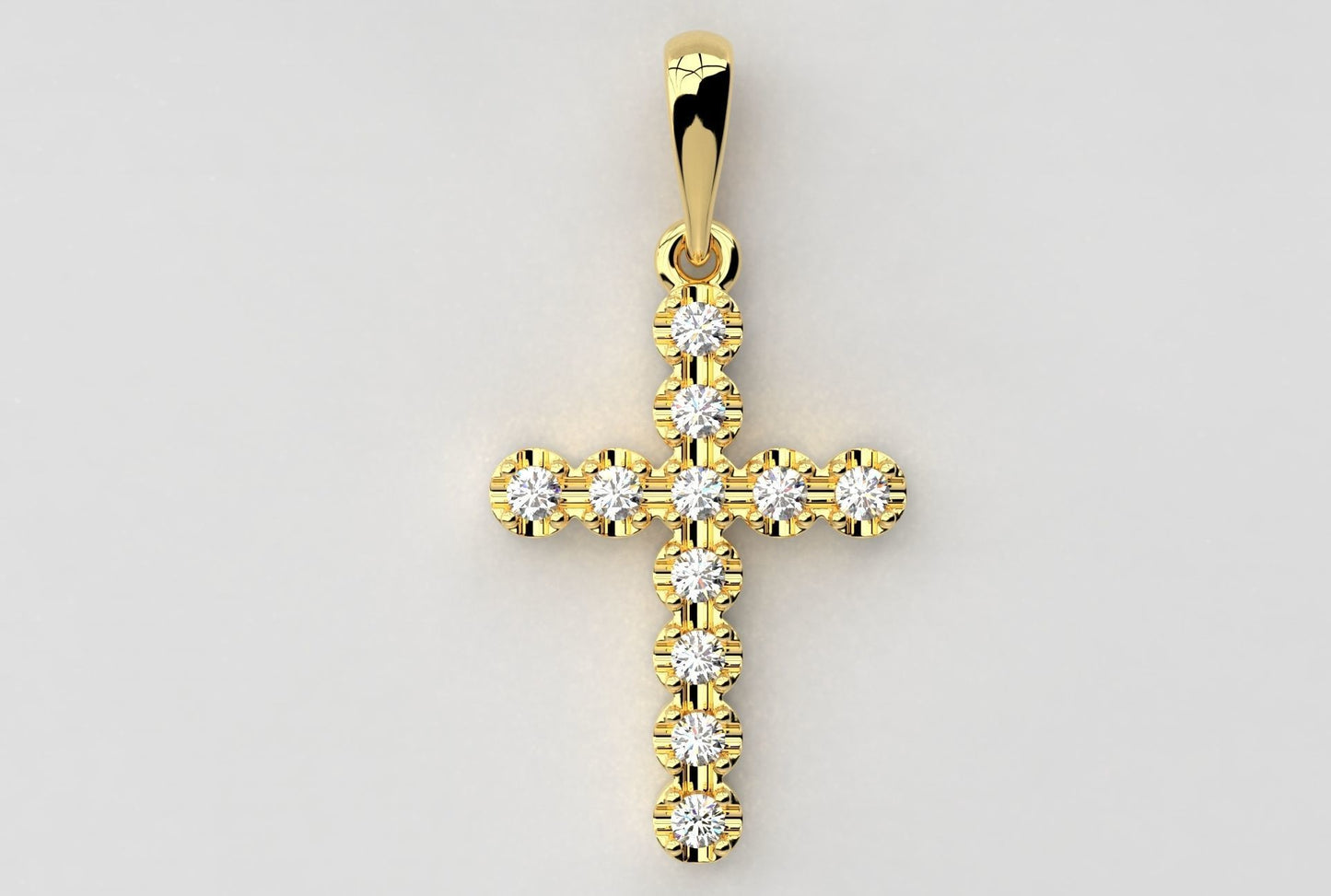 14k Solid Gold Diamond Cross 0.40 Carat / Diamond Cross Pendant for Her / Unisex Gold Cross 24mm X 15.50mm