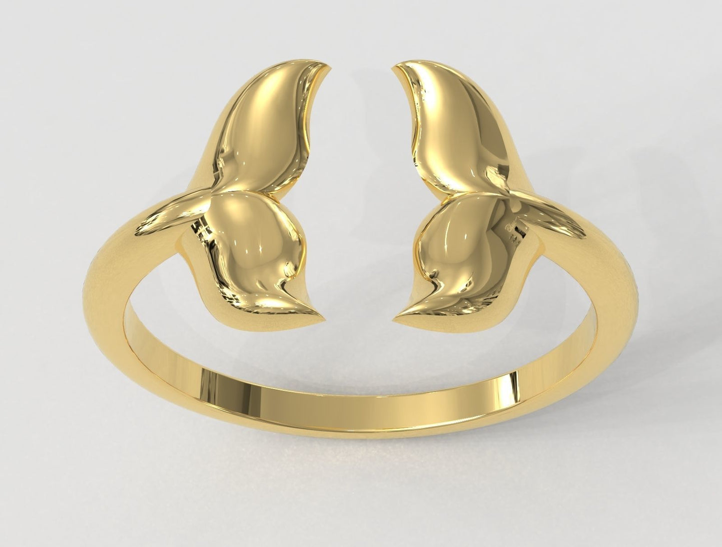 14k Solid Gold Dolphin Tail Statement Ring / Gold Dolphin Tail Ring / Statement Dolphin Ring / Gift for Her