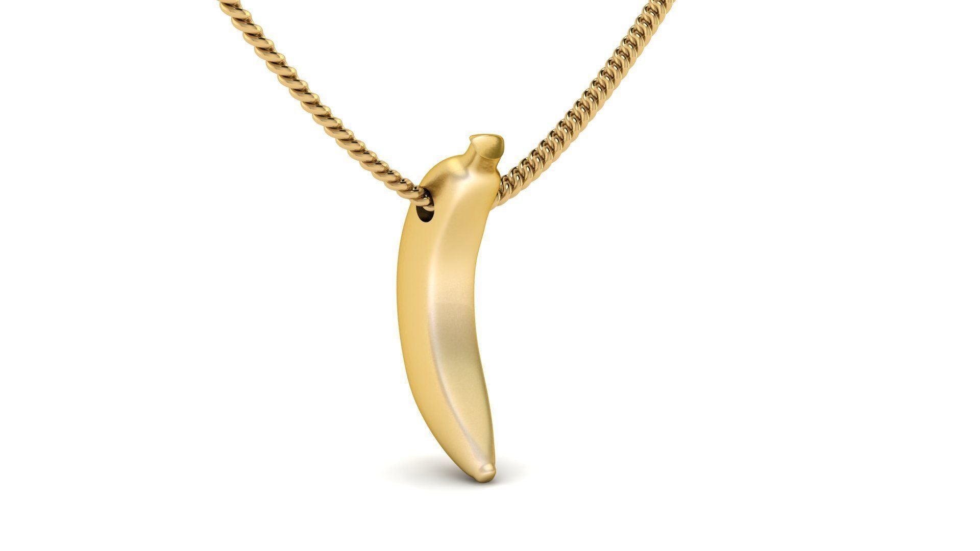 14K Solid Gold Banana Necklace / Gold Banana Pendant / Gold Banana Unisex Pendant / Banana Fruit Pendant / 20mm X 4mm / Gift for Her - JewelsnGlitters