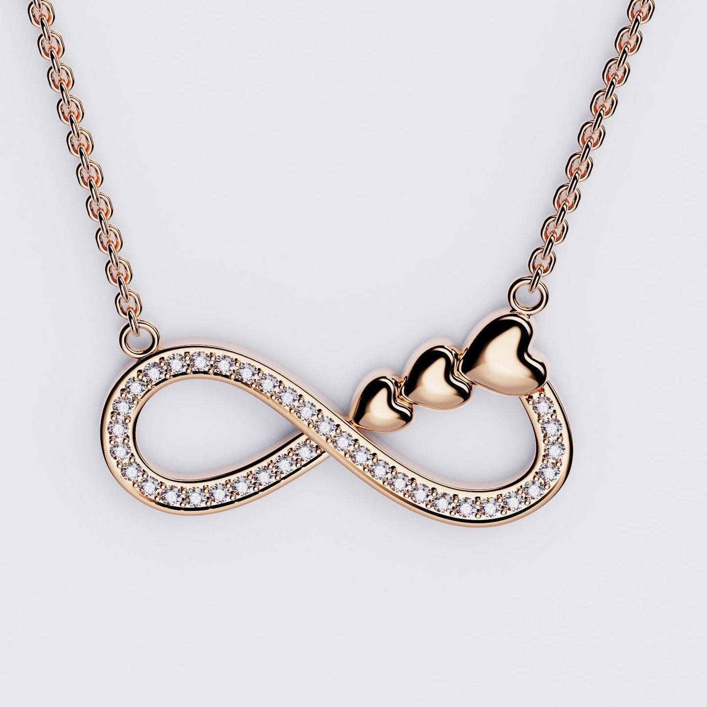 14K Solid Gold Infinity & Heart Necklace with Diamonds / Diamond Infinity and Heart Necklace / Diamond Necklace for Her / Gift for Her