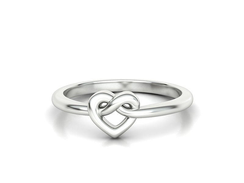 14K Solid Gold Heart Infinity Knot Ring / Solid Gold Heart Ring / Knotted Heart Ring / Gold Statement Ring / Gift for Her