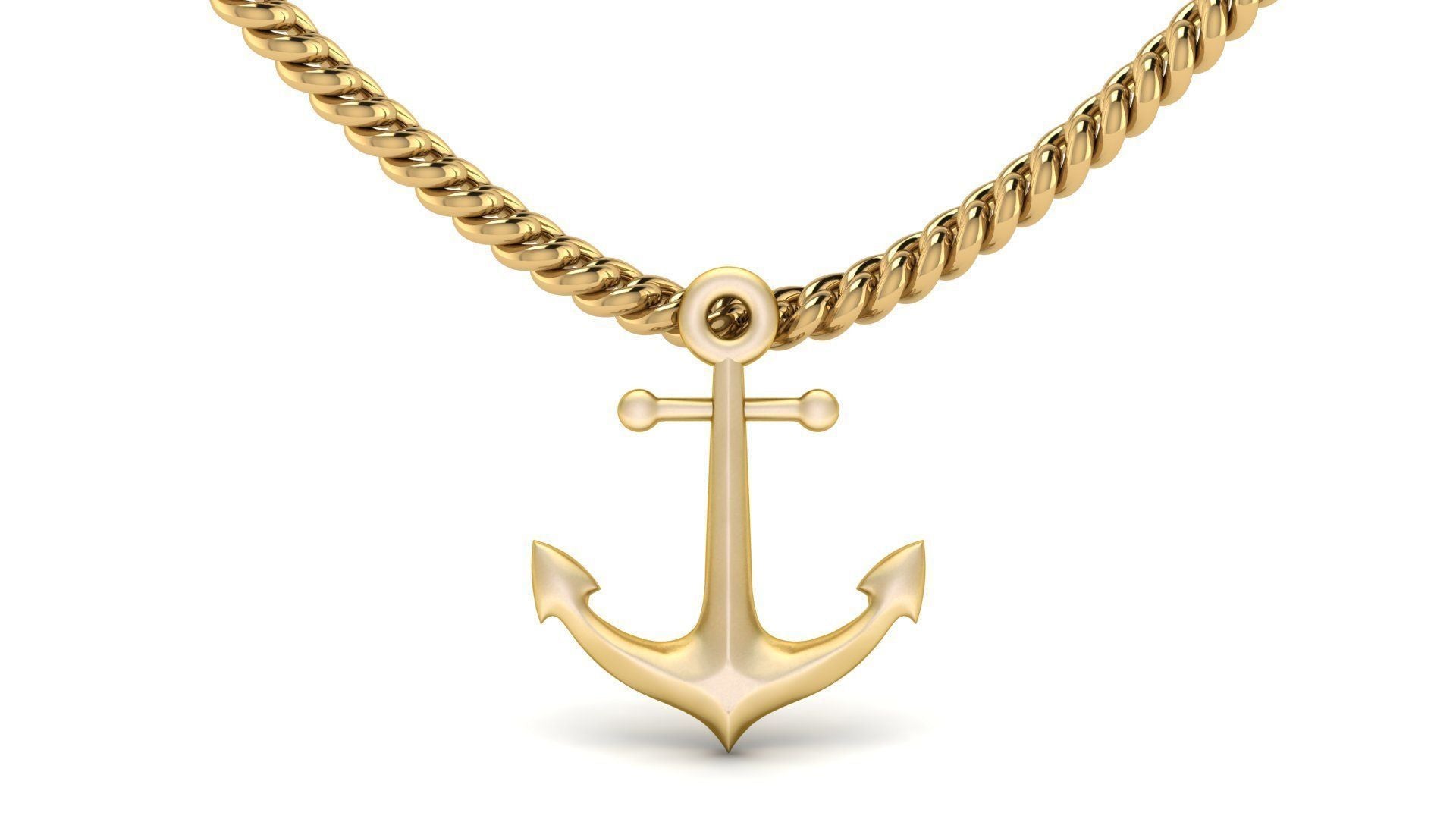 14K Solid Gold Anchor Necklace / Marine Pendant /Anchor Necklace For Women/ For Men / Marine Pendant/ Gift for Her 27mm X 22mm / 5 Grams - JewelsnGlitters