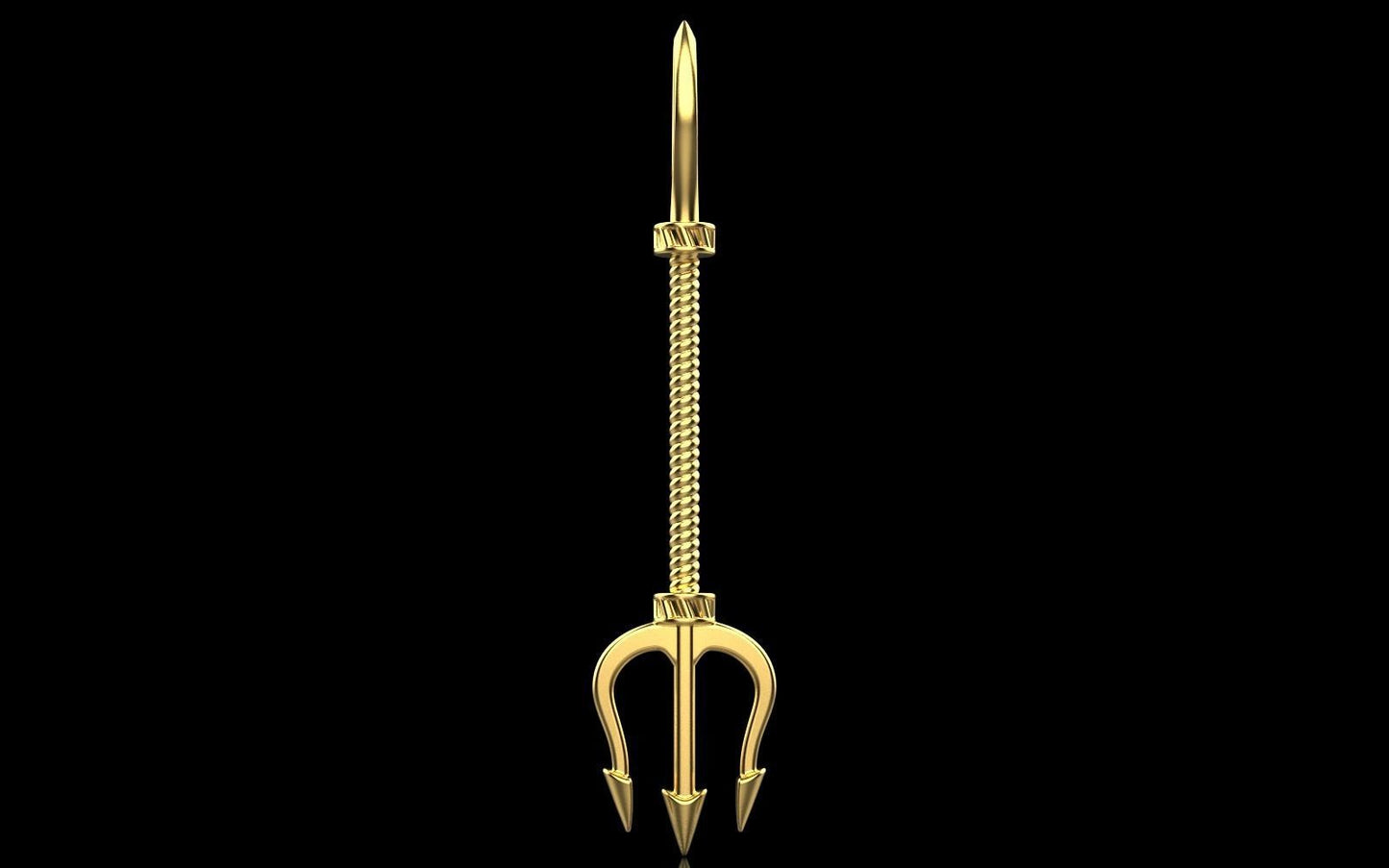 14K Solid Gold Trident Pendant / Gold Trident of Poseidon / Gold Poseidon Necklace / Unisex Trident Necklace / Gift for Him