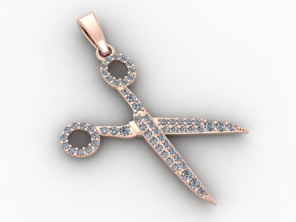 14K Solid Diamond Scissors Pendant  / Diamond Scissors Necklace / Scissors Jewelry for Her / Gift for Her - JewelsnGlitters