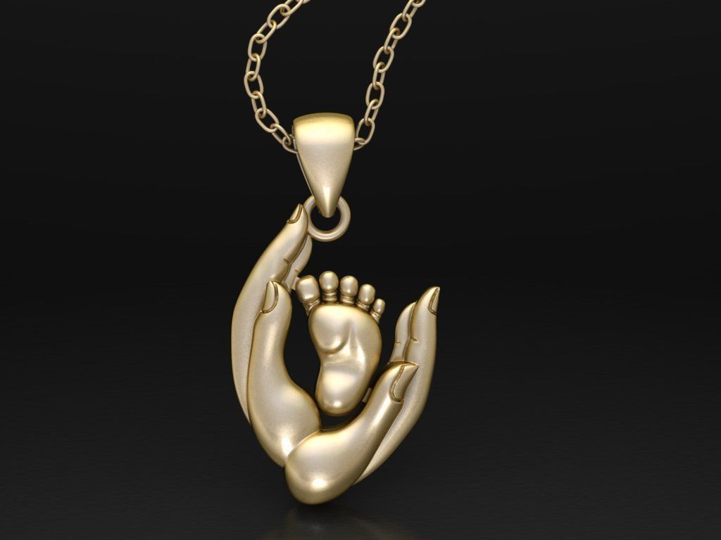 14K Solid Gold Mother and Baby Pendant / Gold Mom and Baby Pendant / Mother's Day Gift / Gift for Her