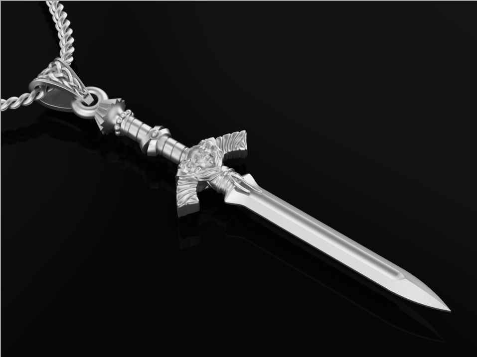 14k Solid Gold Sword Necklace / Gold Sword  / Solid Gold Sword / Pendant on Sword / Unisex Pendant / Stylish Gold Sword Necklace