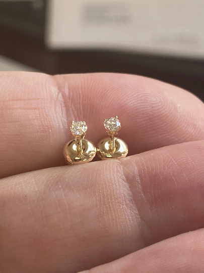 18K Yellow Solid Gold - REAL DIAMOND Studs 2.5MM /GENUINE .15 Carat - Stud earrings / Gold studs / Genuine Diamond studs / Conflict Free Diamonds