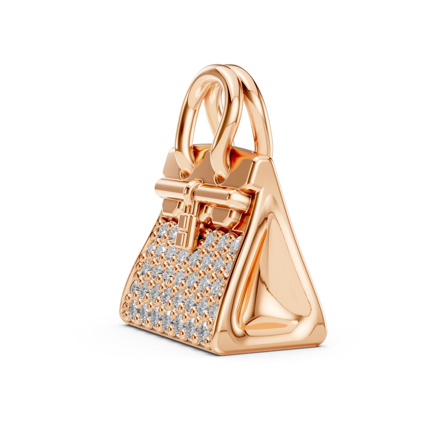 14k Solid Gold Diamond Purse Pendant, Gift for Her, Diamond Purse Pendant with Diamonds