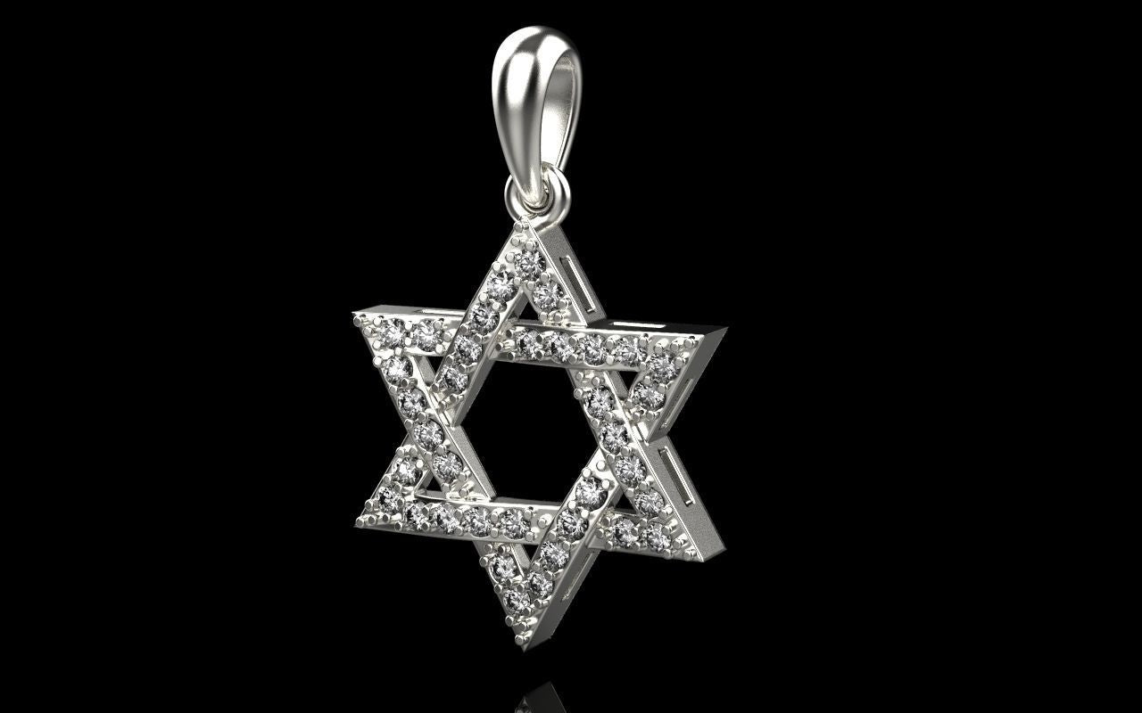 14K Gold Diamond Star of David Pendant with 1/2 (0.50) Total Carat Weight / Star of David Diamond Necklace / Diamond Jewish Star - JewelsnGlitters