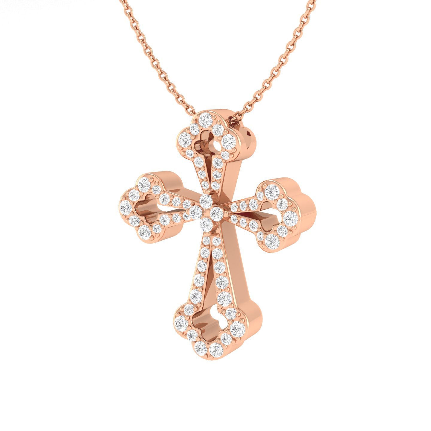 14k Solid Gold Diamond Orthodox Necklace, Diamond Cross for Her, Diamond Unique Design Cross, Gift for Her