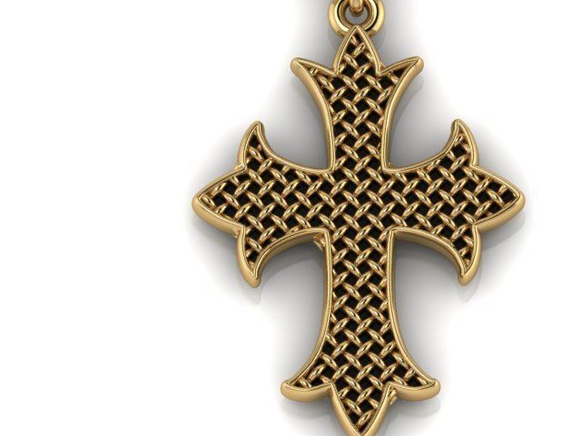 14k Solid Gold Woven Cross Pendant, Unisex gold Cross, Wowen Design Solid Gold Cross Pendant, Gift for Her