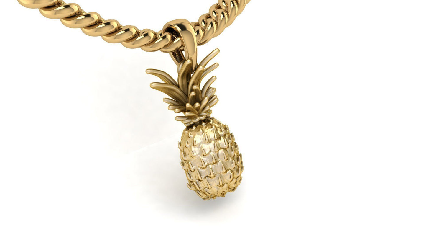 14k Solid Gold Pineapple Pendant / Gold Pineapple Pendant / Pineapple Pendant / Pineapple Jewelry / Pineapple Hand Made Pendant - JewelsnGlitters