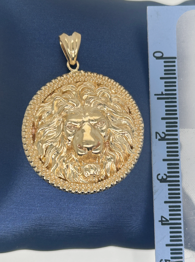 14k Solid Gold Lion Pendant / Gold Lion Necklace / Lion Head Necklace / Lion Jewelry / Lion Hand Made Necklace / Unisex Great Gift Idea - JewelsnGlitters