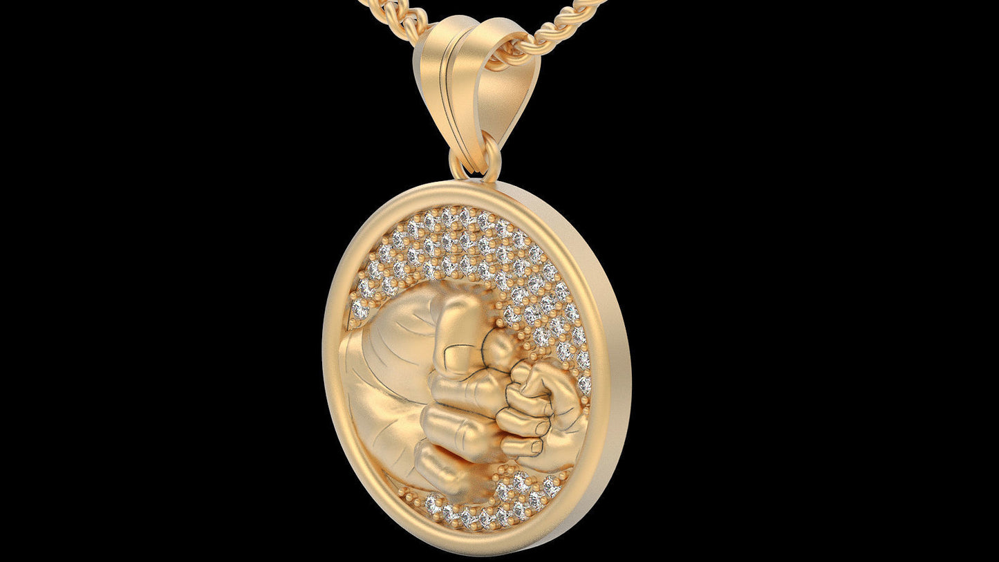 14K Solid Gold Father and Son Diamond Pendant / Father & Son Pendant / Father's Day Gift / Gift for Him