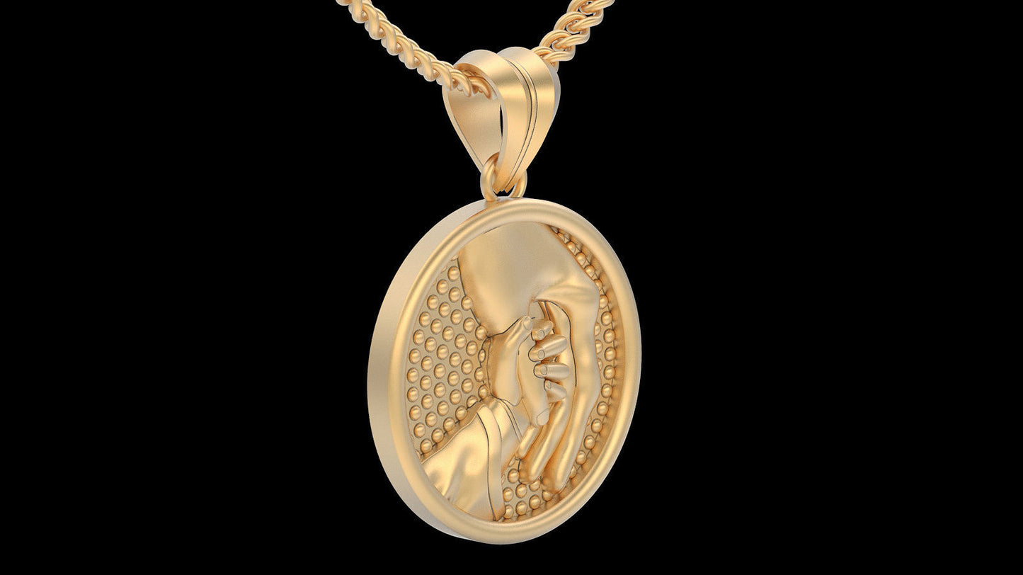 14k Solid Gold Mother and Child Pendant / Gold Mother and Child Necklace / Mother and Child Gold Necklace / God Mother and Child Necklace - JewelsnGlitters