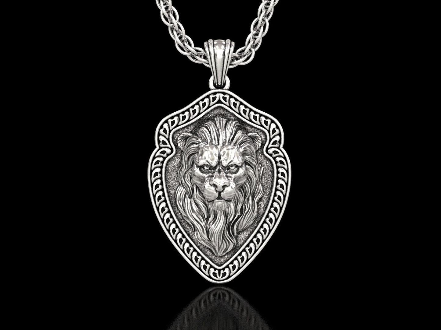 14k Solid Gold Lion Pendant / Gold Lion Necklace / Calm Lion Head Necklace / Lion Jewelry / Lion Hand Made Necklace / Unisex Great Gift Idea