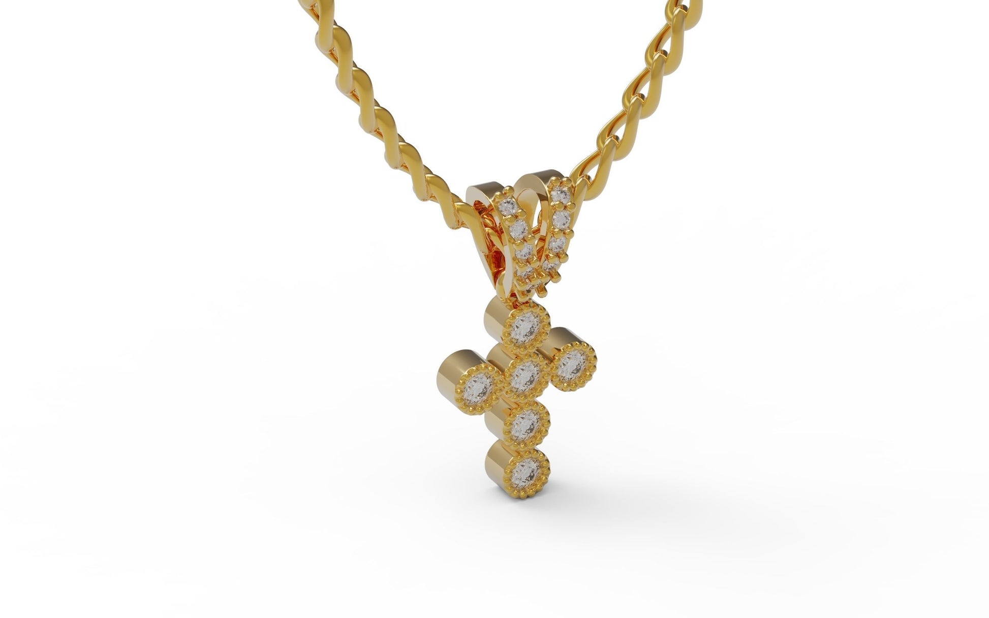 14k Solid Gold Cross Necklace with Diamonds / Diamond Simple Crucifix Pendant / Gift for Her / Diamond Cross Pendant / 0.21 Carat - JewelsnGlitters