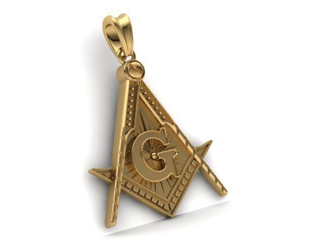 14k Solid Gold Masonic Necklace/ Gold Masonic Pendant / Unisex Masonic Necklace