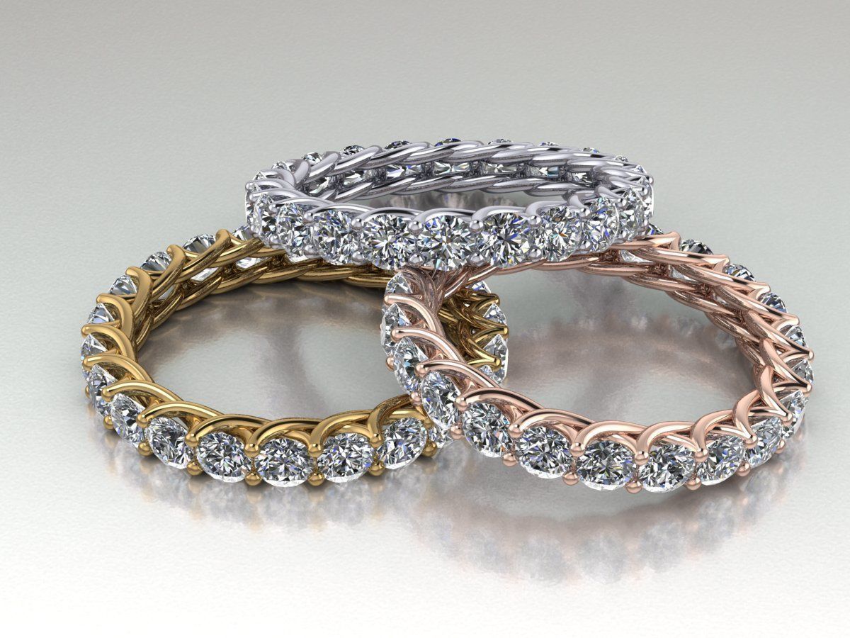 2.25 Carat Eternity Ring / Lab Created Diamond Braided Eternity Ring / Created Diamond Eternity Ring