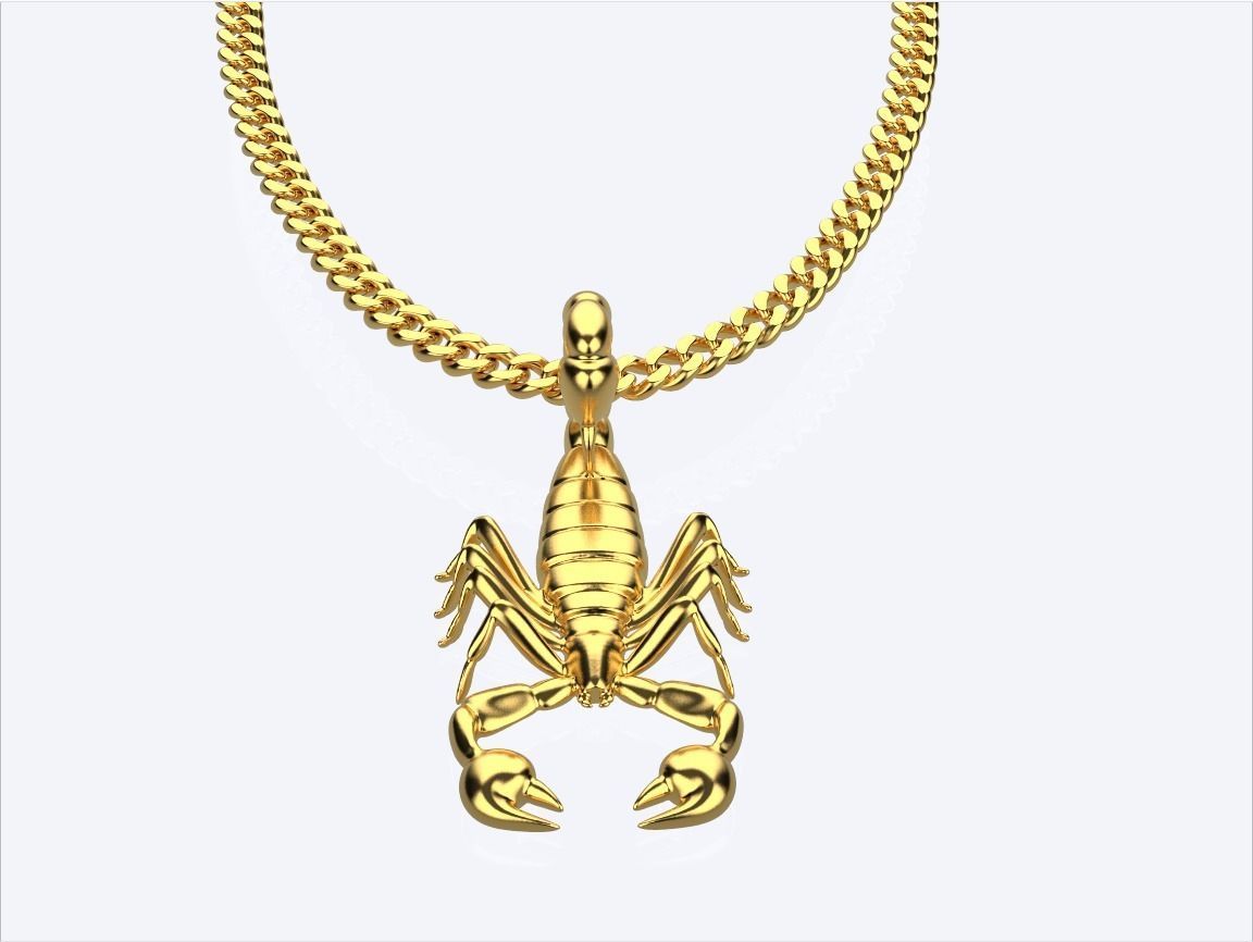 14K Solid Yellow Gold Scorpion Necklace / Gold Scorpion Pendant / Unisex Scorpion Pendant 50mm X 25mm / 18 Grams / Gift for Her