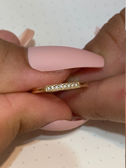 14K Solid Gold Diamond Bar Ring /Women's Diamond Stackable Ring /Diamond wedding band / Diamond Ring/Simple Diamond Ring - JewelsnGlitters