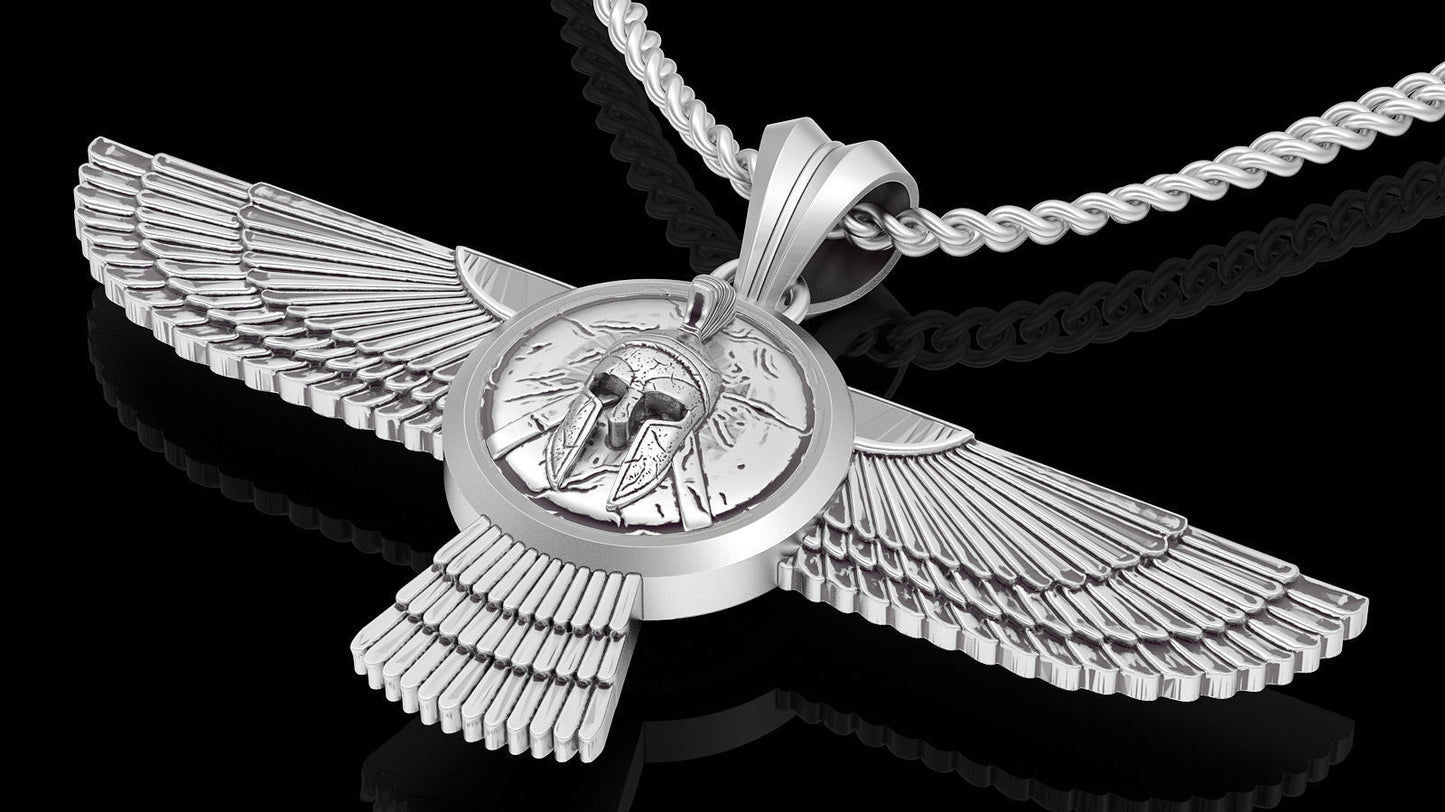 14K Solid Gold Spartacus Wings Pendant / Spartacus Gold Necklace / 14K Gold Wings Necklace / Spartacus Helmet Pendant / Great gift idea - JewelsnGlitters