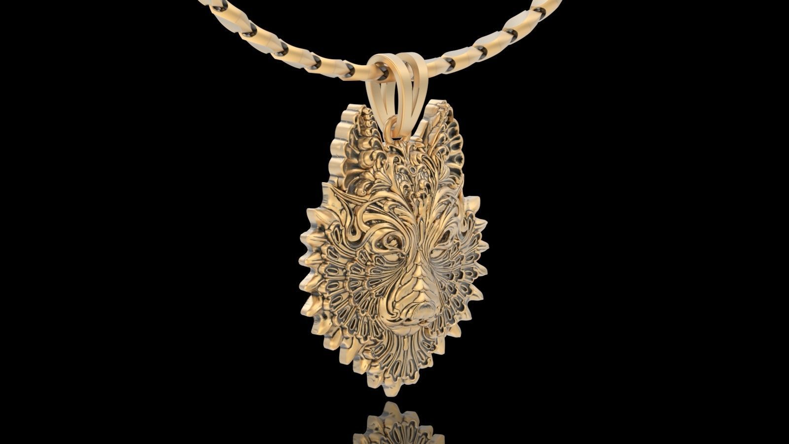 14K Solid Gold Wolf Pendant / Gold Wolf and Necklace / 14K Solid Wolf Design Necklace / Unisex Wolf Pendant / Great gift idea - JewelsnGlitters