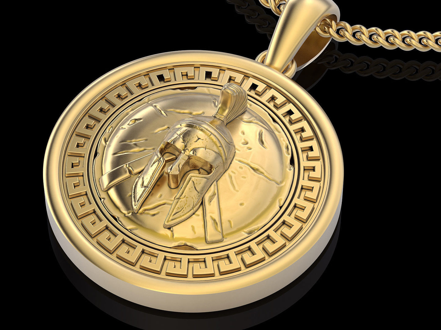 14K Solid Gold Spartan Helmet and Shield Pendant 13.5 Grams /Authentic Shield Gold Necklace /Gold Shield Pendant / Unisex Sword Pendant 24mm