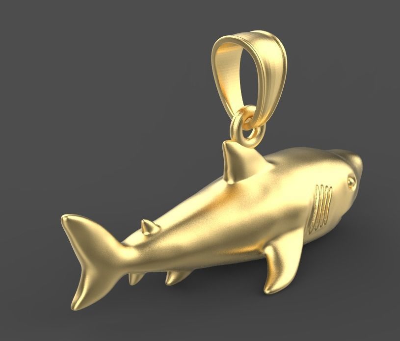 14K Solid 3D Gold Shark Pendant/ Gold Shark Necklace / 14K Solid Yellow Gold Shark Necklace / 41mm X 17mm / Gift for Her