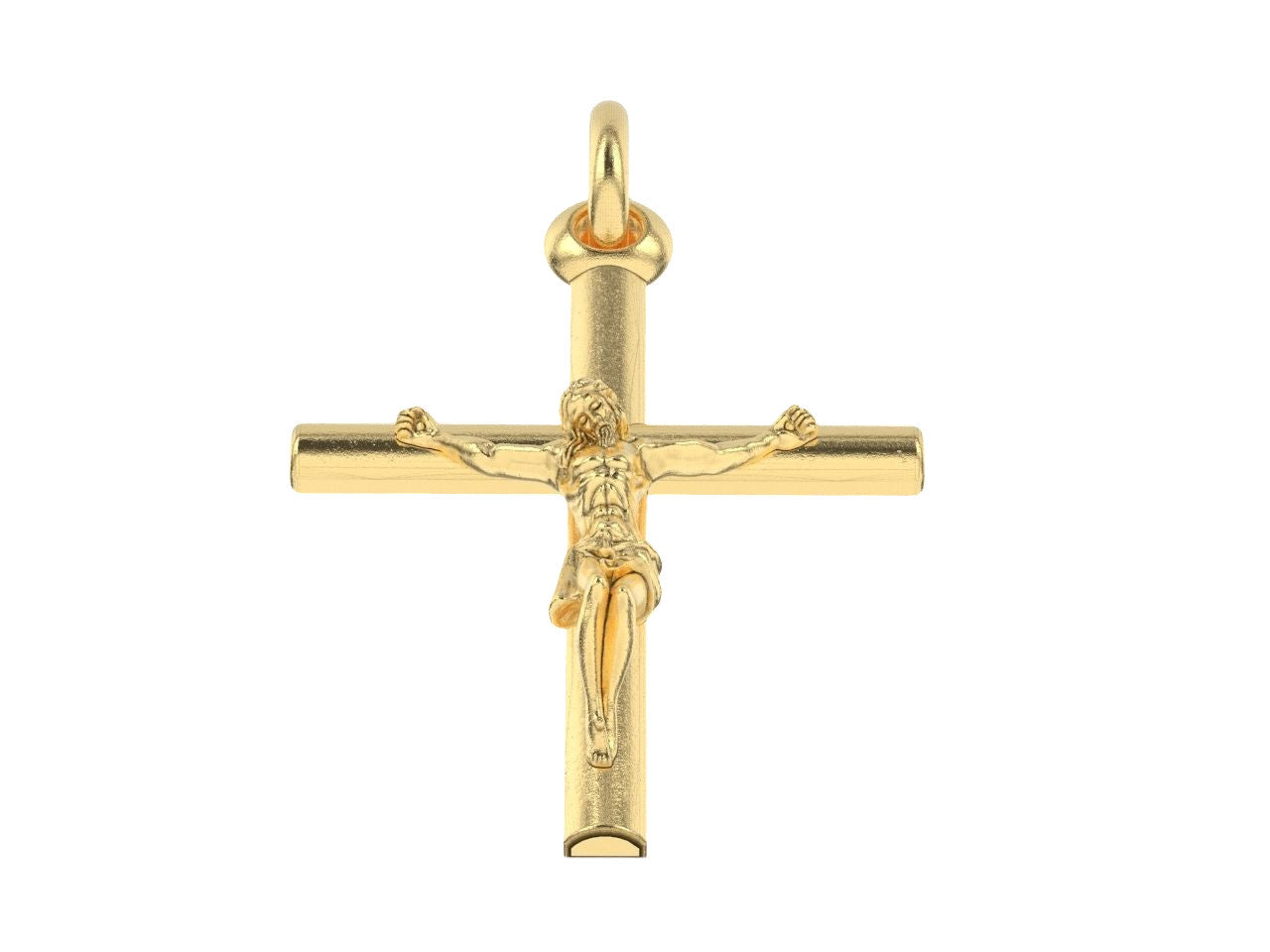 14k Solid Gold Jesus Cross Pendant, Unisex Gold Cross, Gift for Her, Crufix Pendant