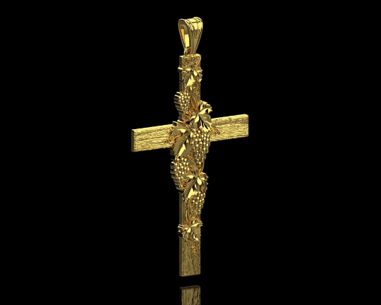 14K Solid Gold Unique Cross Pendant / Crucifix Pendant 15mm X 10mm / Unisex Religious Necklace / Gift for Her