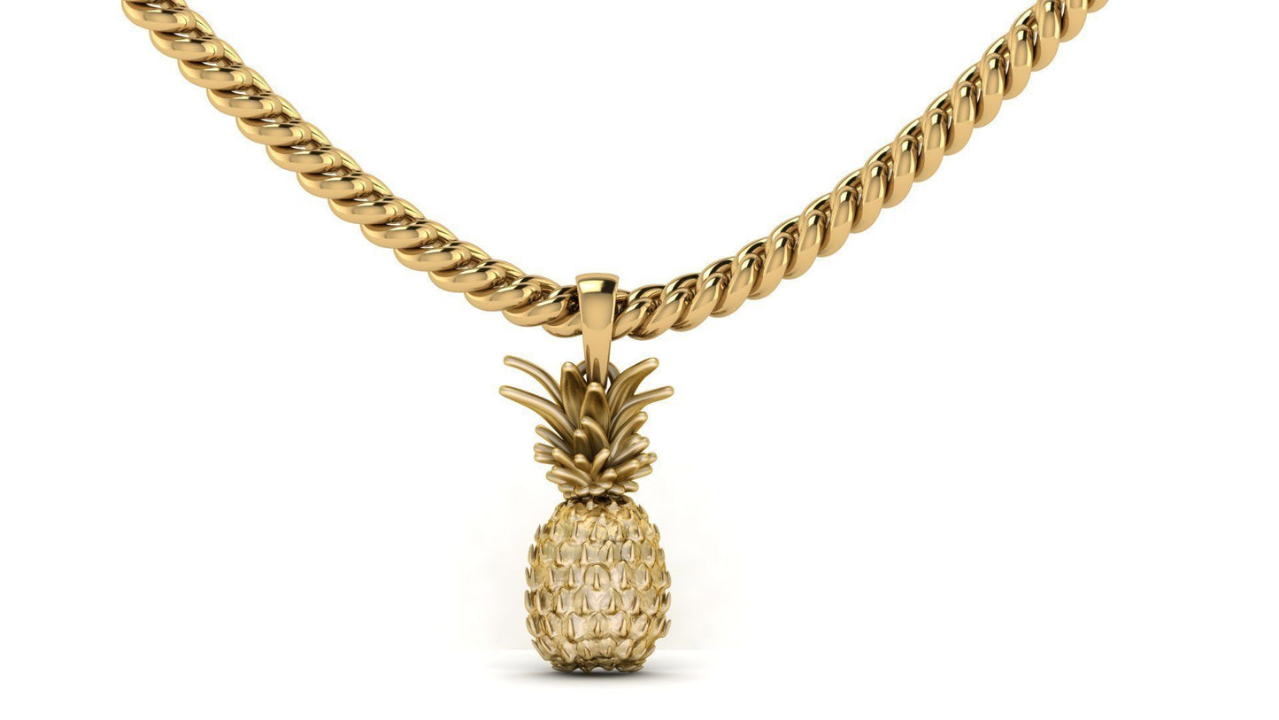 14k Solid Gold Pineapple Pendant / Gold Pineapple Pendant / Pineapple Pendant / Pineapple Jewelry / Pineapple Hand Made Pendant - JewelsnGlitters