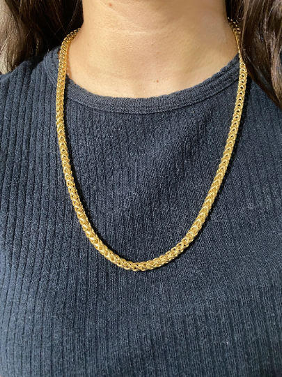 14K GENUINE Yellow Gold Fancy Rondo Necklace/ Thick Gold Chain 23" Length / Solid Gold Chain 6mm Width and 35 Grams Weight