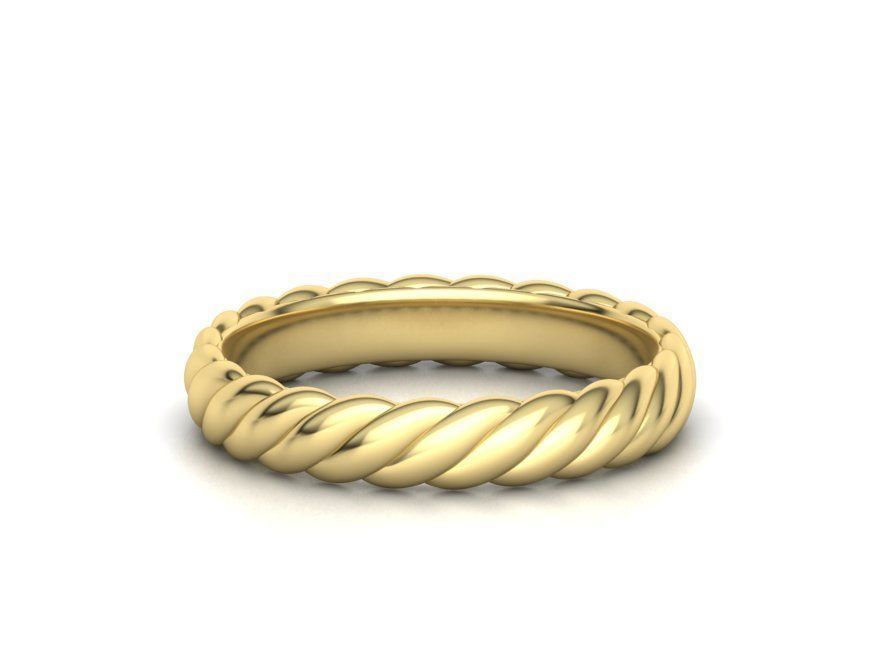 14K Solid Gold Twist Rope Ring 4.0mm Wide /Gold Twist Band /Statement Ring for Women/ Gold Rope Stackable Ring /Twist Rope Ring/Gift for Her - JewelsnGlitters