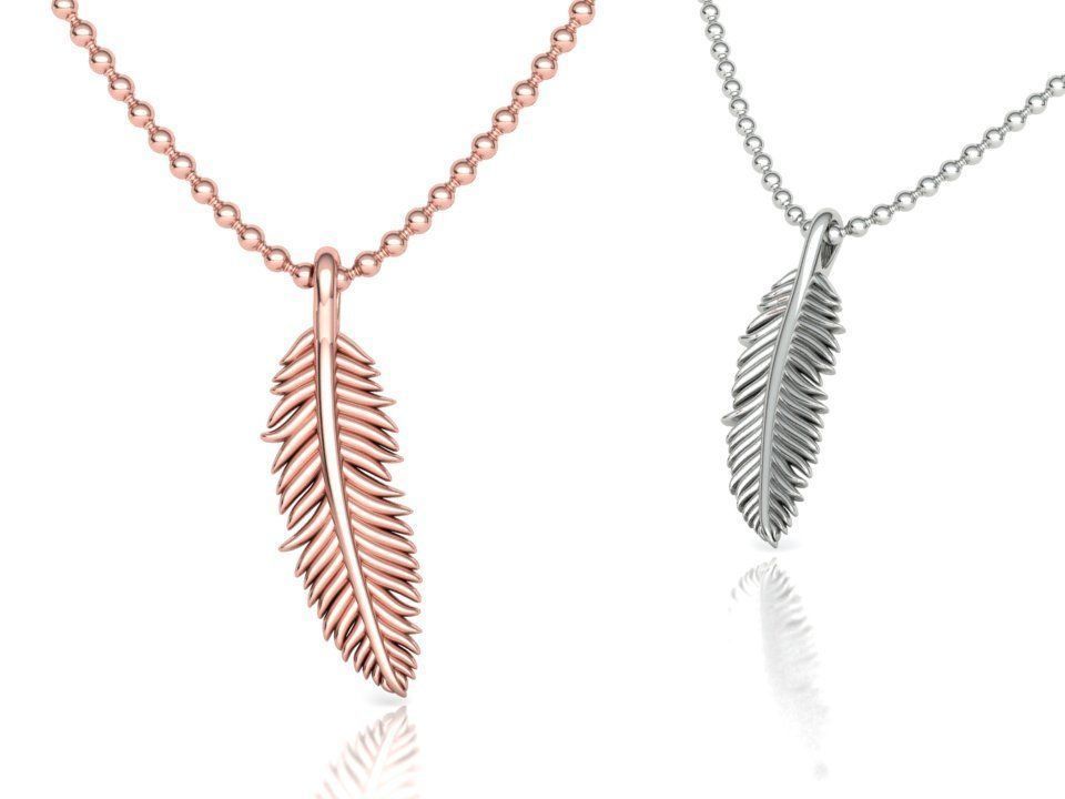 14K Solid Gold Feather Pendant / Gold Feather Necklace / 14K Gold Feather Pendant for Her / Feather Necklace for Her / 21mm X 5mm - JewelsnGlitters