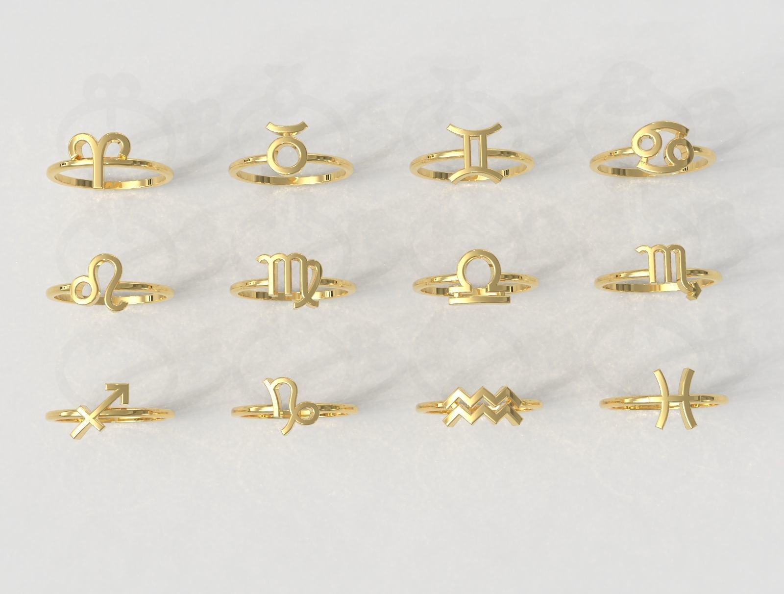 14K Solid Gold Zodiac Sign Ring / Horoscope Ring / Zodiac Sign Band / Horoscope Ring for Her / Gift for Her - JewelsnGlitters