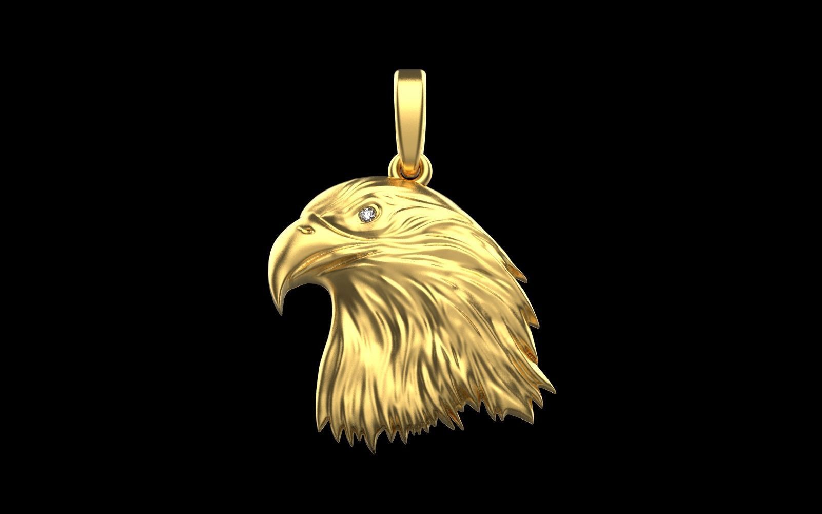 14k Solid Gold Eagle Necklace with Diamond / 14K Gold Eagle Pendant / Yellow Gold Eagle Necklace / Diamond Eagle Necklace / Great Gift idea - JewelsnGlitters