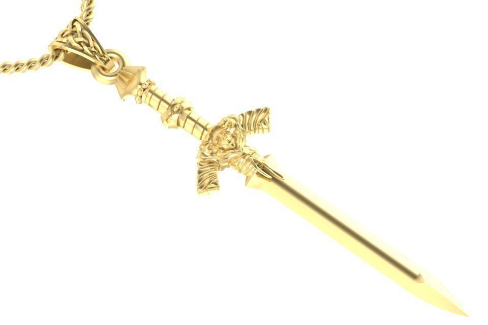 14k Solid Gold Sword Necklace / Gold Sword  / Solid Gold Sword / Pendant on Sword / Unisex Pendant / Stylish Gold Sword Necklace