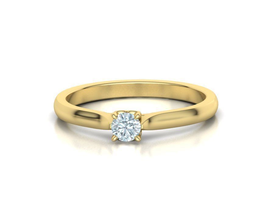 14K Solid Gold Solitaire Promise Ring with 3.5mm Simulated Diamond / 0.17 Carat Diamond Ring for Her / Gift for Her