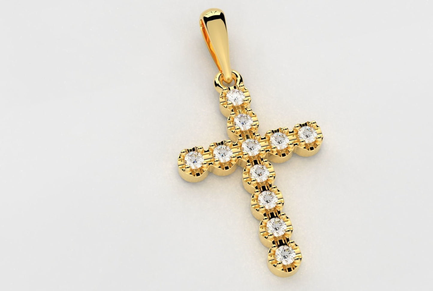 14k Solid Gold Diamond Cross 0.40 Carat / Diamond Cross Pendant for Her / Unisex Gold Cross 24mm X 15.50mm