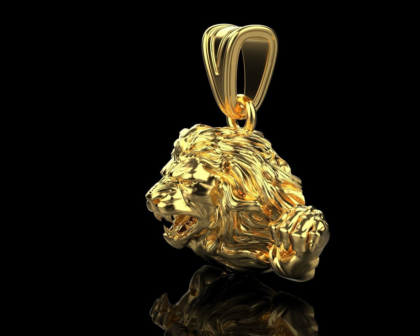 14k Solid 3D Gold Lion Pendant / Gold Lion Necklace / Lion Head Necklace / Lion Jewelry /3D Lion Hand Made Necklace / Unisex Great Gift Idea - JewelsnGlitters