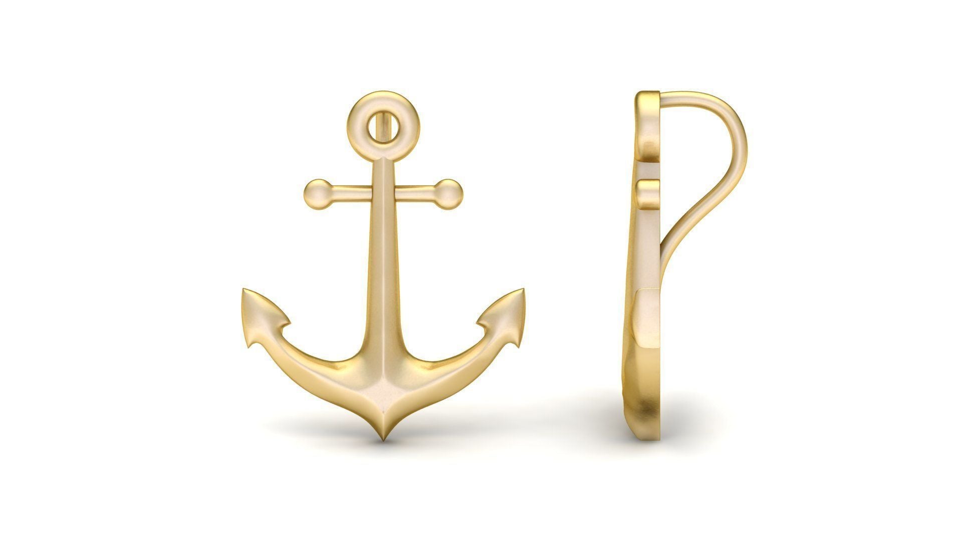 14K Solid Gold Anchor Necklace / Marine Pendant /Anchor Necklace For Women/ For Men / Marine Pendant/ Gift for Her 27mm X 22mm / 5 Grams - JewelsnGlitters