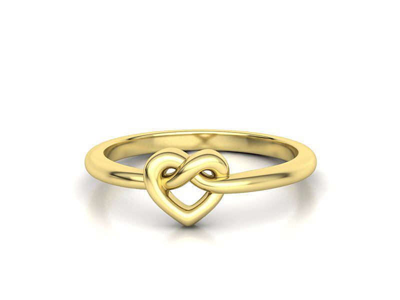 14K Solid Gold Heart Infinity Knot Ring / Solid Gold Heart Ring / Knotted Heart Ring / Gold Statement Ring / Gift for Her