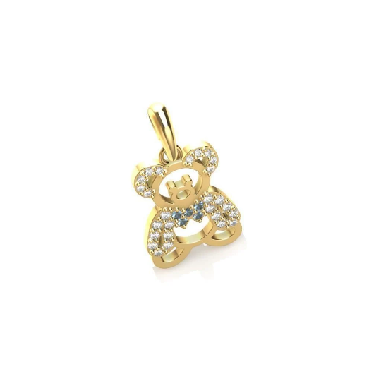 14K Solid Gold Teddy Bear Pendant with Diamonds / Boy & Girl Diamond Teddy Bear Pendant for Her / Gift for Her