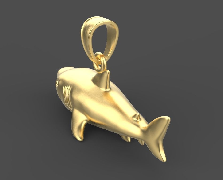 14K Solid 3D Gold Shark Pendant/ Gold Shark Necklace / 14K Solid Yellow Gold Shark Necklace / 41mm X 17mm / Gift for Her