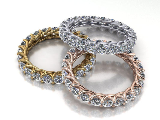 2.25 Carat Eternity Ring / Lab Created Diamond Braided Eternity Ring / Created Diamond Eternity Ring