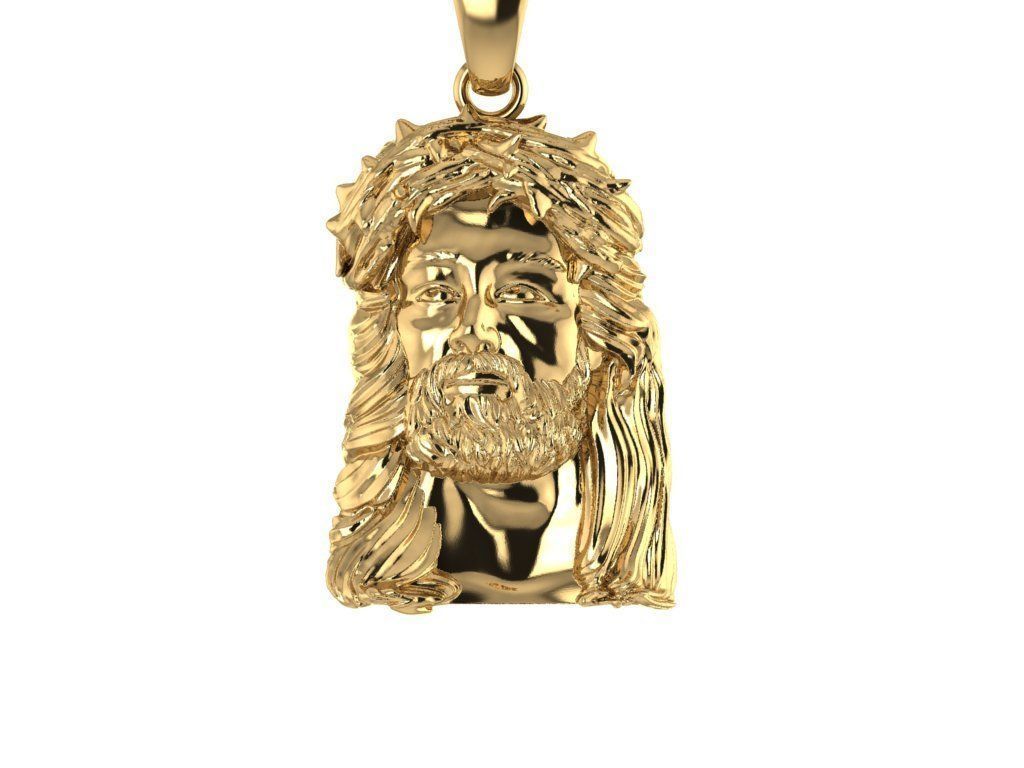 14K Solid Gold Jesus Face / Jesus Christ Face Pendant / Unisex Jesus Face Gold Necklace / Christian Gold Jesus Pendant / 17.56mm X 24.30mm - JewelsnGlitters