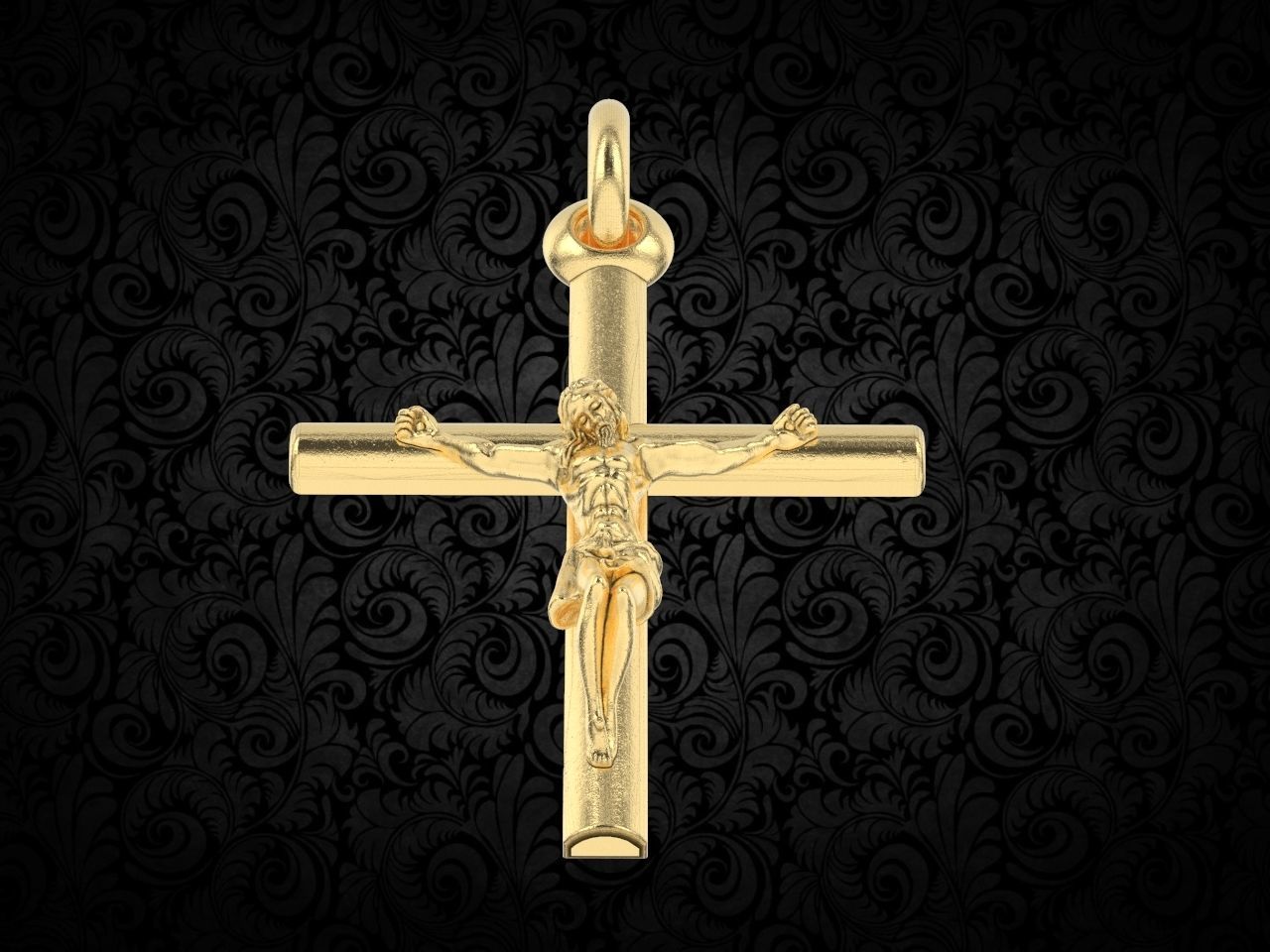 14k Solid Gold Jesus Cross Pendant, Unisex Gold Cross, Gift for Her, Crufix Pendant