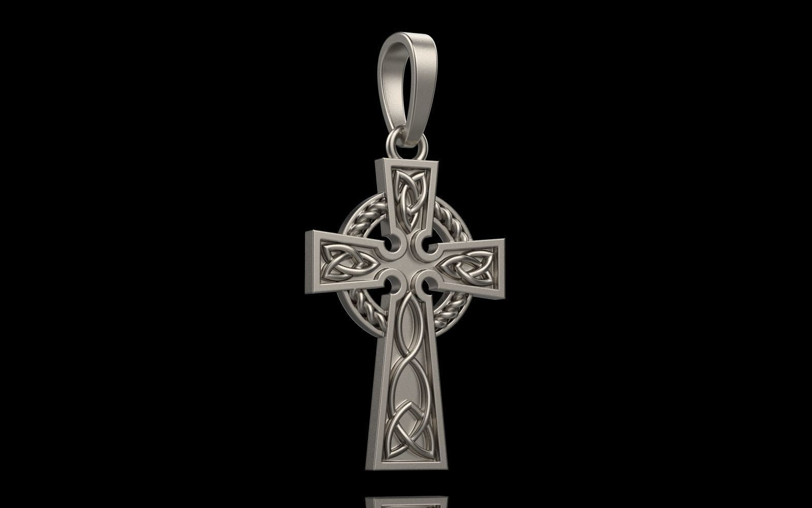 14K Solid Gold Celtic Cross / Crucifix Celtic Design Pendant / Gold Celtic Cross / Gold Unisex Cross / Unisex Solid Gold Cross - JewelsnGlitters