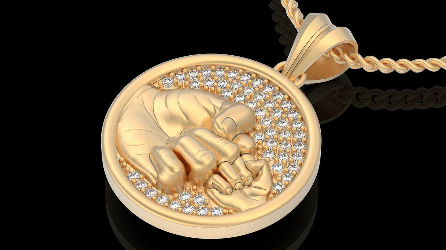 14K Solid Gold Father and Son Diamond Pendant / Father & Son Pendant / Father's Day Gift / Gift for Him